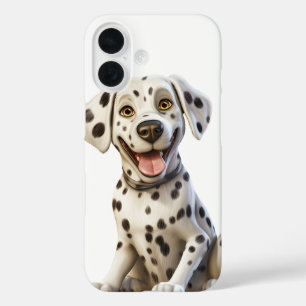 COQUE POUR iPhone 16 CHIOT DALMATIEN AU VISAGE JOYEUX