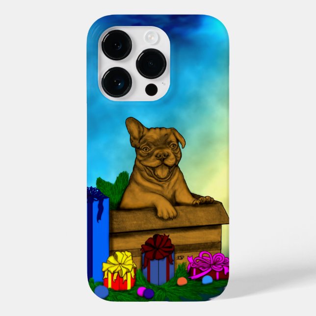 Coques Case-Mate iPhone Chiot dans une boîte, Joyeux Noël (Verso)