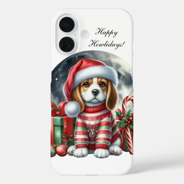 Coques Case-Mate iPhone Chiot de Noël festif personnalisable (Verso)