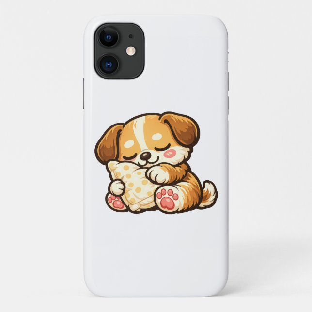 Coques Case-Mate iPhone Chiot endormi mignon avec oreiller (Dos)