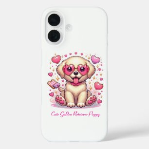 Coque Pour iPhone 16 Chiot Golden Retriever Mignon avec Lunettes en For