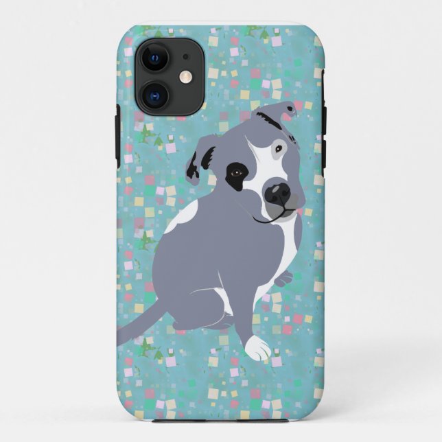 Coques Case-Mate iPhone Chiot gris mignon de Pitbull sur le motif de (Dos)