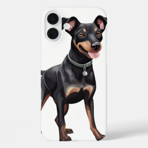 COQUE POUR iPhone 16 PLUS CHIOT MANCHESTER TERRIER NOIR ET FEU