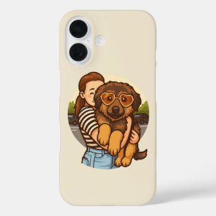 Coque Pour iPhone 16 Chiot mignon avec des lunettes de soleil en forme