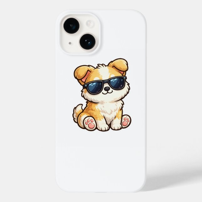 Coques Case-Mate iPhone Chiot Mignon avec Lunettes de Soleil Design Kawaii (Verso)