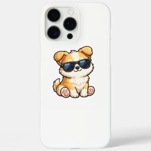 Coque iPhone 16 Pro Max Chiot Mignon avec Lunettes de Soleil Design Kawaii