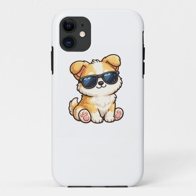 Coques Case-Mate iPhone Chiot Mignon avec Lunettes de Soleil Design Kawaii (Dos)