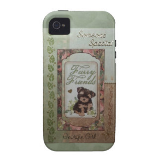 Coque iPhone 4/4S Chiot mignon bronzage/vert