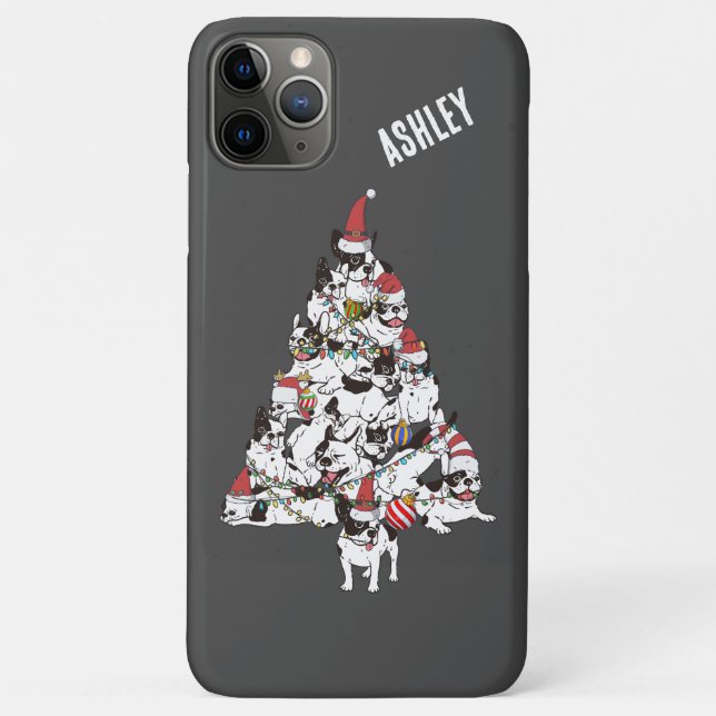 Coques Case-Mate iPhone Chiots Bouledogue Français Noël Arbre de Noël (Dos)