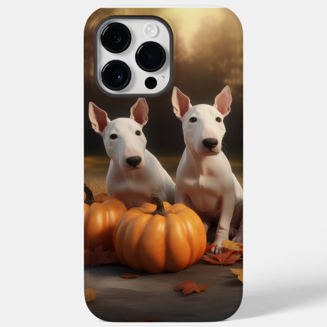 Coques Case-Mate iPhone Chiots Bull Terrier Délice d'Automne Citrouille (Verso)