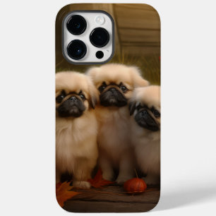 Coque Case-Mate iPhone Chiots Pékinois Délice d'Automne Citrouille