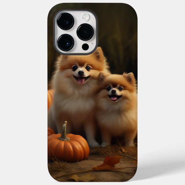 Coques Case-Mate iPhone Chiots Poméranie Délice d'Automne Citrouille (Verso)