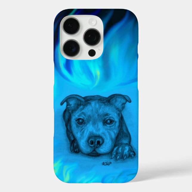 Coques Case-Mate iPhone Chiots Staffy Bleu (Verso)