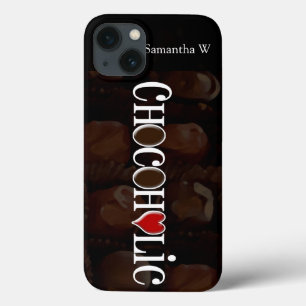 Coques Pour iPhone Chocoholic, Dark Brown et Red Heart Conception amu