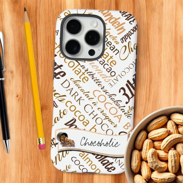 Coques Case-Mate iPhone Chocolat, amandes et chocolat foncé Conception de  (Multilingual chocolate word cloud template text phone case)