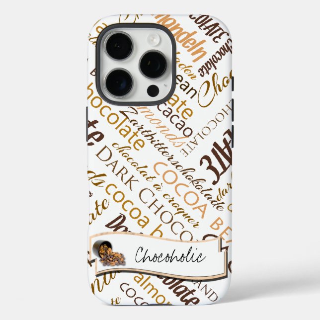 Coques Case-Mate iPhone Chocolat, amandes et chocolat noir Text Design (Verso)