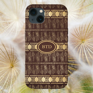 Coque Case-Mate iPhone Chocolat Brown or Bohème Monogramme Abstrait