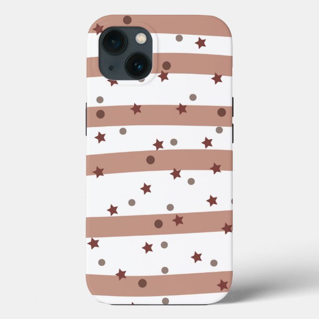 Coques Case-Mate iPhone Chocolat et rayures blanches avec Motif d'étoiles (Verso)