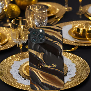 Case-Mate iPhone Case Chocolat Exotique Or Noir Tourbillon en Nid d'Abei