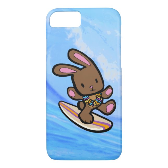Coques Case-Mate iPhone Chocolat Hawaiian Surfing Bunny (Dos)