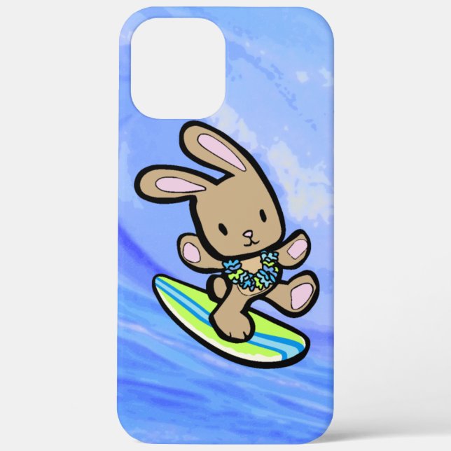 Coques Case-Mate iPhone Chocolat Hawaiian Surfing Bunny Lime et Blue (Verso)