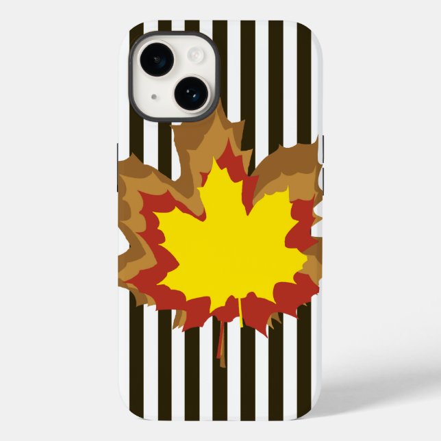 Coques Case-Mate iPhone Chocolat rayures automnales avec Feuilles (Verso)