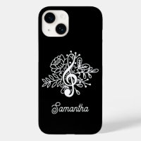 Chorale musicienne moderne Black Floral Treble Cle