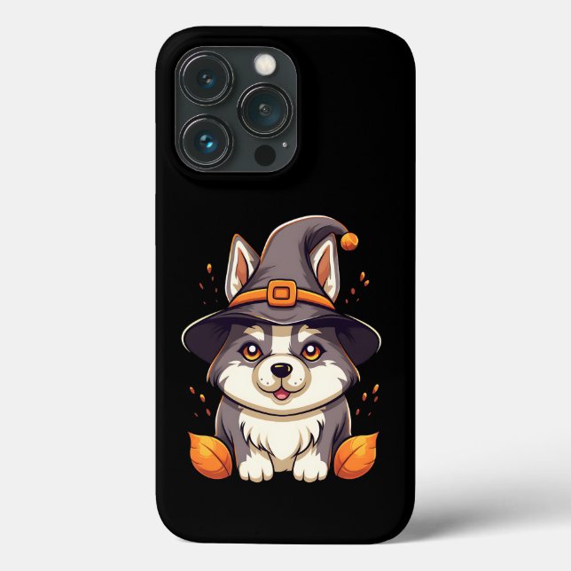 Coques Case-Mate iPhone Chou Husky dans l'Halloween Casquette d'une sorciè (Verso)