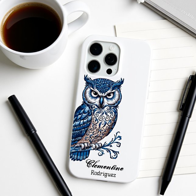 Coques Case-Mate iPhone Chouette à neige bleue (Créateur téléchargé)
