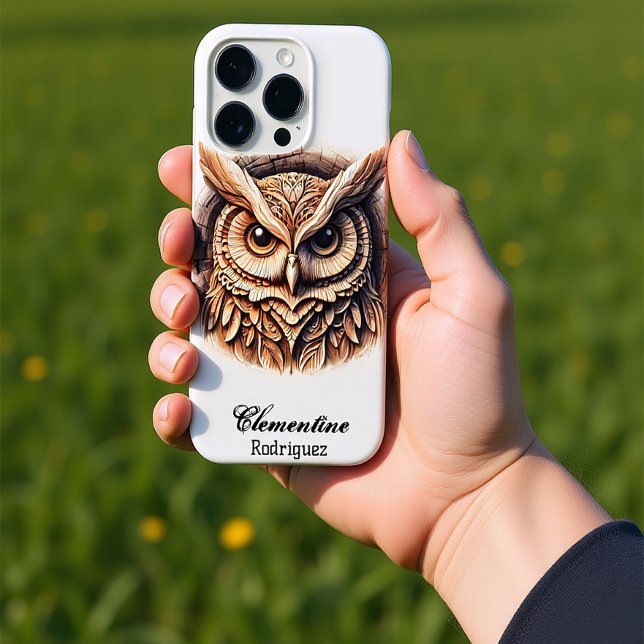 Coques Case-Mate iPhone Chouette à neige en bois (Créateur téléchargé)