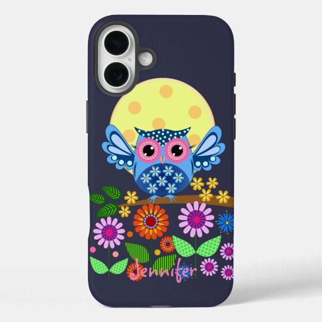 Coques Case-Mate iPhone Chouette à ressort mignonne et nom personnalisé (Verso)