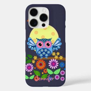 Coque iPhone 16 Pro Chouette à ressort mignonne et nom personnalisé