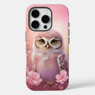 Coque iPhone 16 Pro Chouette à terrière rose
