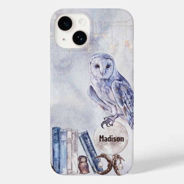 Coques Case-Mate iPhone Chouette aquarelle et livres (Verso)