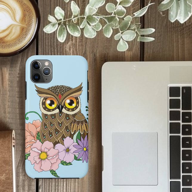 Coques Case-Mate iPhone Chouette aux fleurs pastel de printemps (Créateur téléchargé)