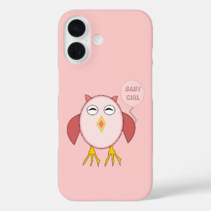 Coque Pour iPhone 16 Chouette Bébé Fille Rose Mignonne