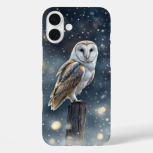 Coque Pour iPhone 16 Plus Chouette blanche Mystique dans le téléphone à neig