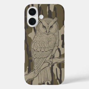 Coque Pour iPhone 16 Chouette Camo Bottomland sur la branche vintage