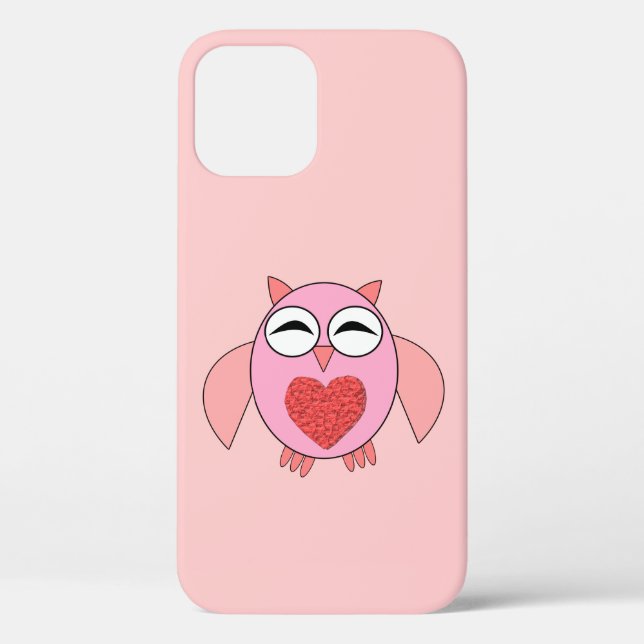 Coques Case-Mate iPhone Chouette de coeur rose (Verso)