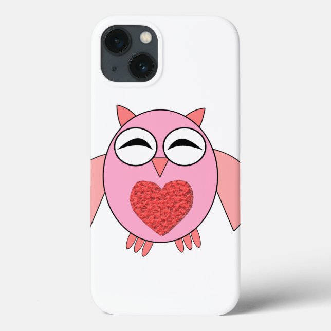 Coques Case-Mate iPhone Chouette de coeur rose (Verso)