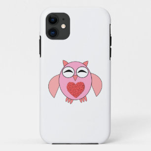 Coque iPhone 11 Chouette de coeur rose