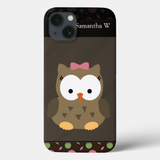 Etui iPhone Case-Mate Chouette de petite fille mignonne, rose/vert/Brown