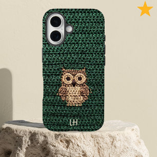 Coque Pour iPhone 16 Chouette Douillette Crochet Hibou Laine Nom Person