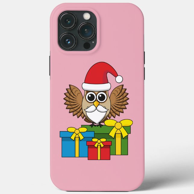 Coques Case-Mate iPhone Chouette du Père Noël avec présents (Verso)