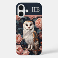 Chouette et Rose Monogramme Personnalisé