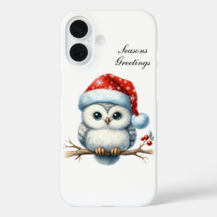 Coque Pour iPhone 16 Chouette festive de vacances de Noël