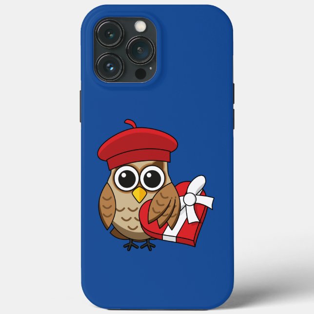 Coques Case-Mate iPhone Chouette mignonne avec béret rouge et boîte cardia (Verso)