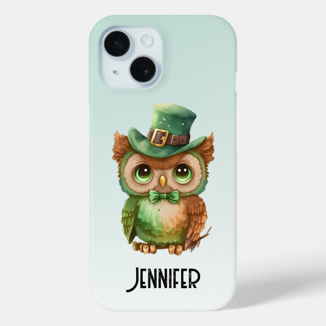 Coques Case-Mate iPhone Chouette mignonne dans un chapeau vert (Verso)