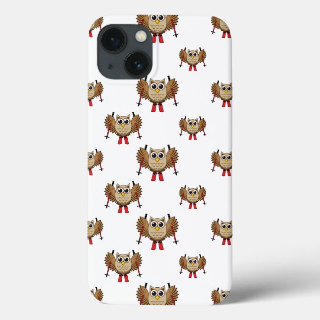Coques Case-Mate iPhone Chouette mignonne faisant du ski en dessin animé (Verso)