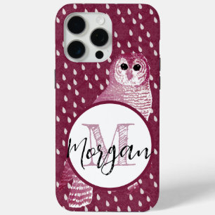 Coque Case-Mate iPhone Chouette monogramme rose Damask Personnalisée